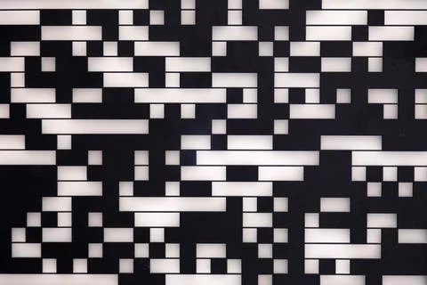 Qr code abstract pattern background, black and white, horizontal Stock Photos