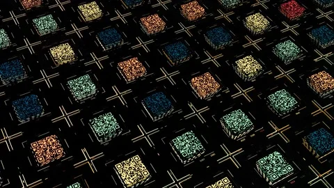 QR code abstract technology background, seamless loop. Animation. 3D futuristic Stock-Footage 155069200