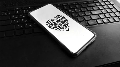 QR code after vaccination. Valentine's Day Stock Photos
