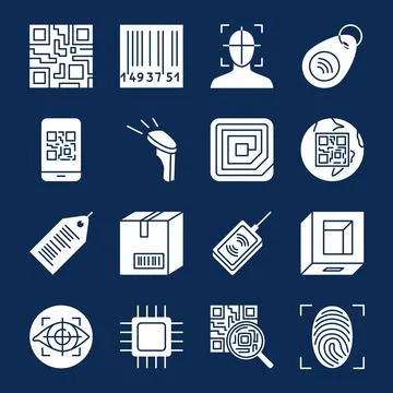 Qr code and barcode icon set イラスト素材