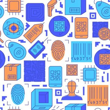 Qr code and barcode seamless pattern Stock Illustration