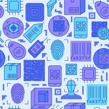 Qr code and barcode seamless pattern Stock Illustration