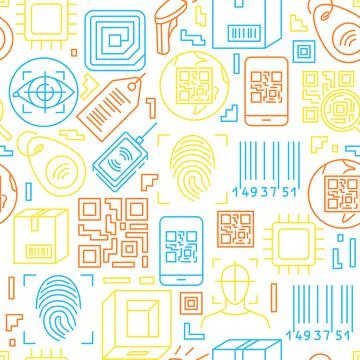 Qr code and barcode seamless pattern Illustrazione stock