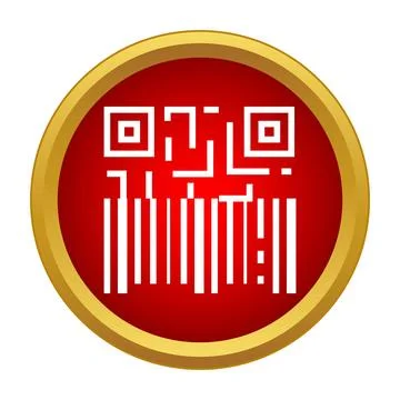 Qr code and barcode symbol in a red button 库存插图