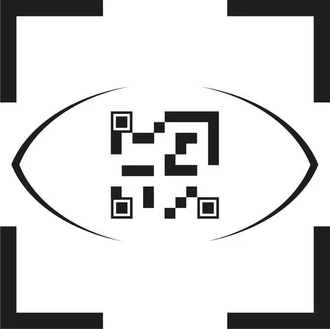 QR code and eye. Code eye scanning. Stock Illustration