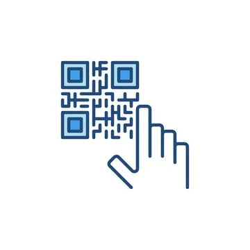 QR Code and Hand vector concept colored icon Stock Illustration