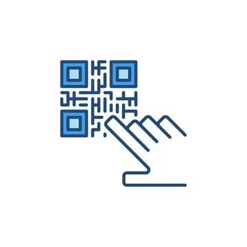 QR Code and Hand vector concept colored icon Stockillustratie