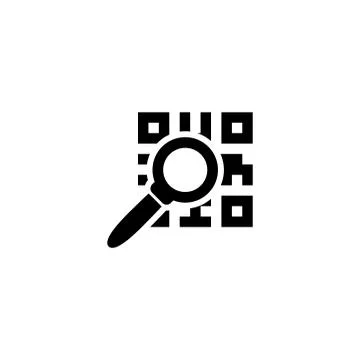 QR Code and Magnifying Glass, Search Flat Vector Icon Stock Illustration