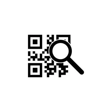 QR Code and Magnifying Glass, Search Flat Vector Icon Stock Illustration