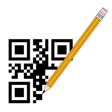 QR code and pencil Stock Illustration