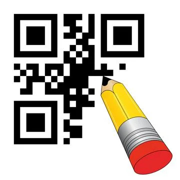 QR code and pencil Stock Illustration