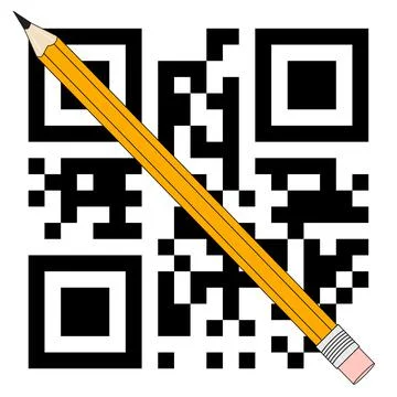 QR code and pencil Stock Illustration