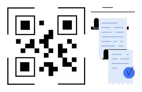 QR Code and Receipt Combination for Digital Payments and Invoicing Solutions Stock Illustration