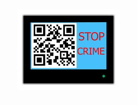 Qr code and slogan stop crime on television screen 库存插图