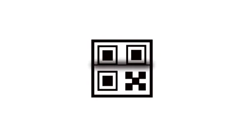 Qr code animation featuring black and white geometric symbols scanning with.. 库存影片 333978016