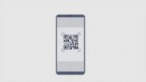 QR code animation on the smartphone screen. Cartoon Stock Footage 153745285