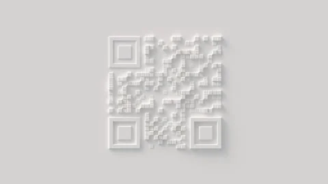QR code appearance from randomly moving cubes and blocks. Barcode animation Stock Footage 327565811