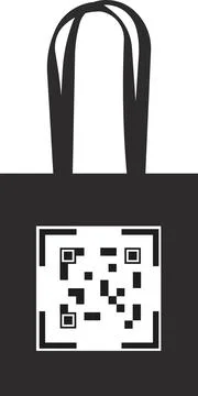 QR code on the bag with handles. Vector image. Stock-Illustration