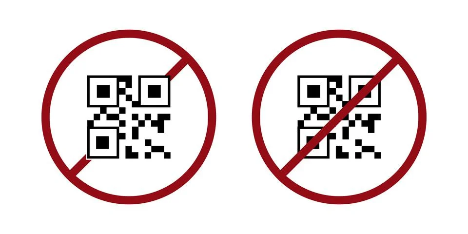 Qr code ban prohibit icon. Not allowed scan bar code. Stock-Illustration