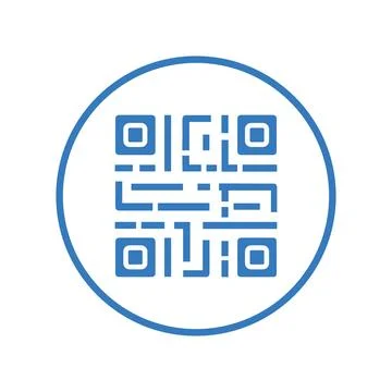 Qr-code bar-code icon, digital technology / blue color Stock Illustration