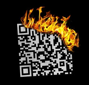 QR code barcode burning, on black Stock-Fotos