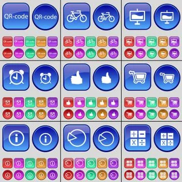 QR-code, Bicycle, Graph, Alarm clock, Like, Shopping cart, Information, Diagram, Stock Illustration