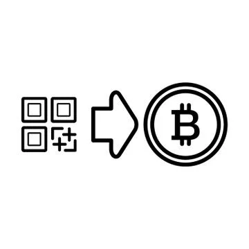 QR code, bitcoin line icon. vector illustration isolated on white. outline style Stock Illustration