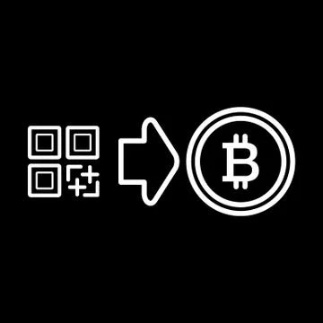 QR code, bitcoin line icon. vector illustration isolated on black. outline style Stock Illustration