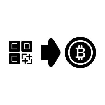 QR code, bitcoin solid icon. vector illustration isolated on white. glyph style Illustrazione stock