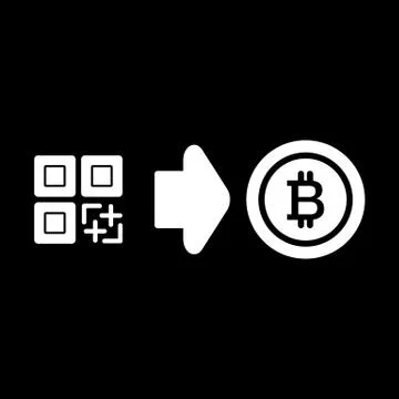QR code, bitcoin solid icon. vector illustration isolated on black. glyph style Stock Illustration