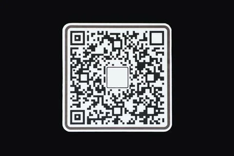 QR code on the black background, black and white symbol Stock Photos