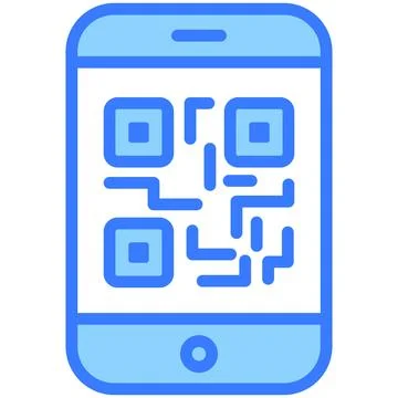 Qr code Blue Outline icon, Shopping and Discount Sale icon. Stock Illustration