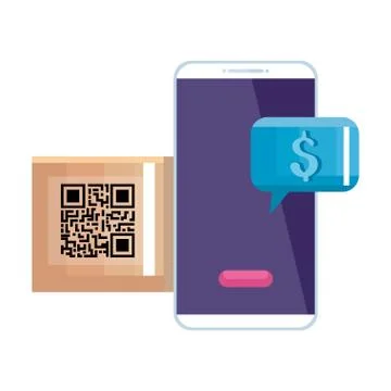 Qr code box and smarpthone vector design Stock-Illustration