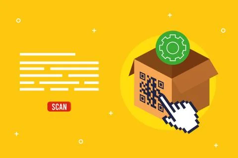 Qr code box gear hand cursor vector design Stock-Illustration