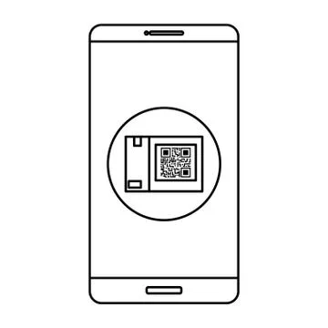 Qr code box inside smarpthone vector design Stock Illustration
