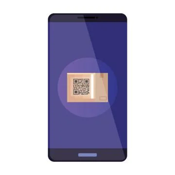 Qr code box inside smarpthone vector design Stock-Illustration