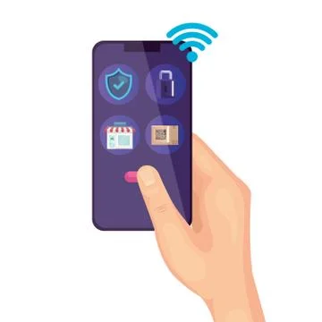 Qr code box padlock shield store and smarpthone vector design 스톡 일러스트