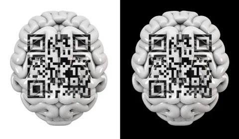 QR code brain Illustrazione stock