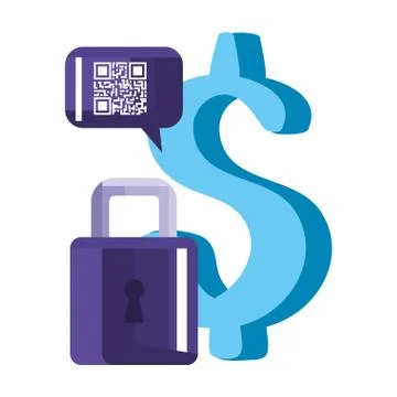 Qr code bubble dollar and padlock vector design Stock-Illustration