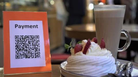 QR code cashless payment. Scan to pay system Stock Photos