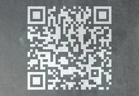 QR-code in chalk, on a blackboard 스톡 사진