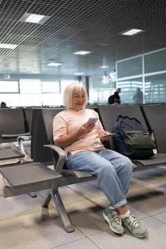 Qr code, check in and man with a phone for a ticket, airplane booking and Stock Photos