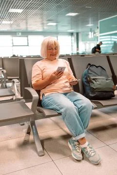 Qr code, check in and man with a phone for a ticket, airplane booking and Stock Photos