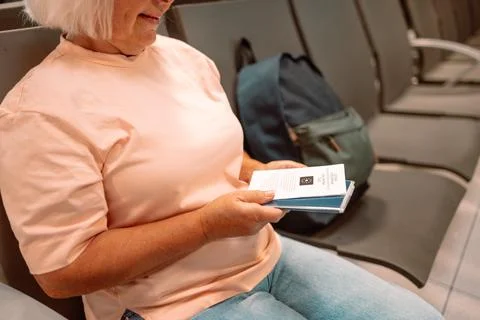 Qr code, check in and man with a phone for a ticket, airplane booking and Stock Photos