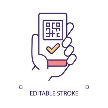 QR code check RGB color icon 스톡 일러스트