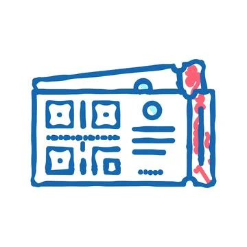 Qr code on cinema ticket color icon vector isolated illustration 스톡 일러스트