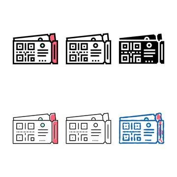 Qr code on cinema ticket color icon vector isolated modern Stockillustratie