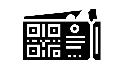 Qr code on cinema ticket glyph icon animation Stock Footage 157265933