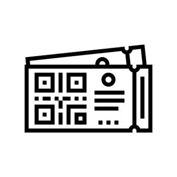 Qr code on cinema ticket line icon vector illustration Stock Illustration