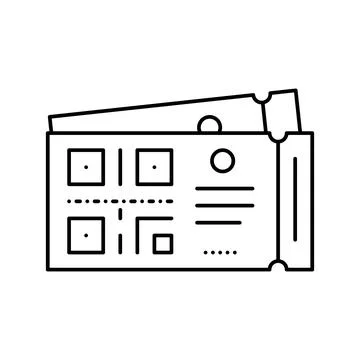 Qr code on cinema ticket line icon vector isolated illustration Stock Illustration